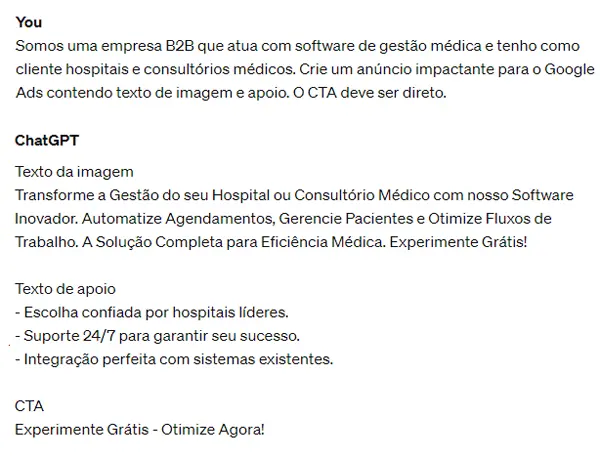 Exemplo de como usar ChatGPT para geração de leads